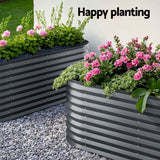 NNEDSZ 2x Green Fingers Raised Garden Bed 320X80X56cm Oval Planter Box