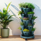 NNEDSZ Green Fingers Garden Bed 5 Tier Vertical Garden Strawberry Stackable Planters Herbs Petunias