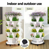 NNEDSZ Green Fingers Garden Bed 5 Tier Vertical Garden Strawberry Stackable Planters Herbs Petunias