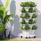 NNEDSZ Green Fingers Garden Bed 5 Tier Vertical Garden Strawberry Stackable Planters Herbs Petunias