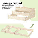 NNEDSZ Green Fingers 3-Tier Wooden Raised Garden Bed Elevated Ground Vegetable Planter Box
