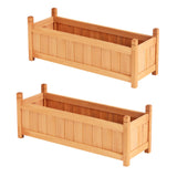 NNEDSZ 2x Green Fingers Raised Garden Bed 90x30x33cm Wooden Planter Box Raised Container Growing