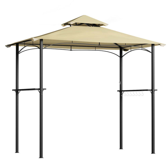 NNEDSZ Gazebo Outdoor Patio Marquee BBQ Grill Shelter Garden Shade Hooks Beige