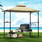 NNEDSZ Gazebo Outdoor Patio Marquee BBQ Grill Shelter Garden Shade Hooks Beige