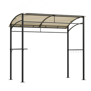 NNEDSZ Gazebo Outdoor BBQ Grill Patio Garden Marquee Shade Shelter Shelf Hooks Beige