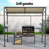 NNEDSZ Gazebo Outdoor BBQ Grill Patio Garden Marquee Shade Shelter Shelf Hooks Beige