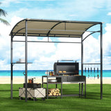 NNEDSZ Gazebo Outdoor BBQ Grill Patio Garden Marquee Shade Shelter Shelf Hooks Beige