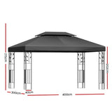 NNEDSZ Gazebo 4x3m Marquee Outdoor Wedding Party Event Tent Home Iron Art Shade Grey