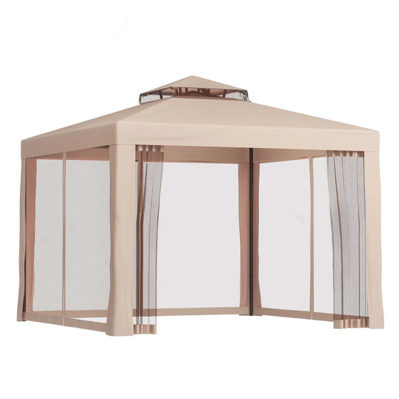 NNEDSZ Gazebo Marquee 3m Outdoor Event Tent Camping Party Mesh Wall Canopy Brown