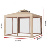 NNEDSZ Gazebo Marquee 3m Outdoor Event Tent Camping Party Mesh Wall Canopy Brown