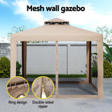 NNEDSZ Gazebo Marquee 3m Outdoor Event Tent Camping Party Mesh Wall Canopy Brown