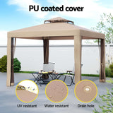 NNEDSZ Gazebo Marquee 3m Outdoor Event Tent Camping Party Mesh Wall Canopy Brown