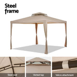 NNEDSZ Gazebo Marquee 3m Outdoor Event Tent Camping Party Mesh Wall Canopy Brown