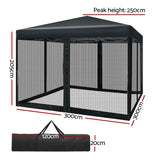 NNEDSZ Gazebo Pop Up Marquee 3x3m Wedding Party Outdoor Camping Tent Canopy Shade Mesh Wall Black