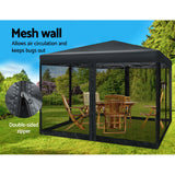 NNEDSZ Gazebo Pop Up Marquee 3x3m Wedding Party Outdoor Camping Tent Canopy Shade Mesh Wall Black