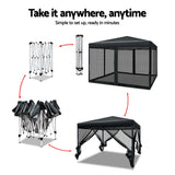 NNEDSZ Gazebo Pop Up Marquee 3x3m Wedding Party Outdoor Camping Tent Canopy Shade Mesh Wall Black