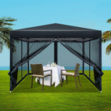 NNEDSZ Gazebo Pop Up Marquee 3x3m Wedding Party Outdoor Camping Tent Canopy Shade Mesh Wall Black