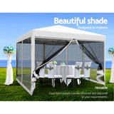 NNEDSZ Gazebo Pop Up Marquee 3x3m Wedding Party Outdoor Camping Tent Canopy Shade Mesh Wall White