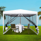 NNEDSZ Gazebo Pop Up Marquee 3x3m Wedding Party Outdoor Camping Tent Canopy Shade Mesh Wall White