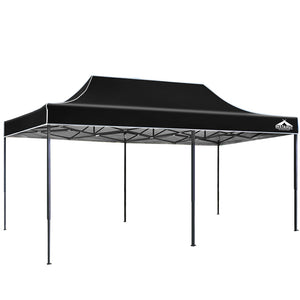 NNEDSZ Gazebo Pop Up 3x6m w/Base Podx4 Marquee Folding Outdoor Wedding Camping Tent Shade Canopy Black