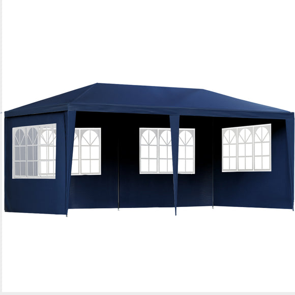 NNEDSZ Gazebo 3x6m Marquee Wedding Party Tent Outdoor Camping Side Wall Canopy 6 Panel Blue