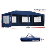 NNEDSZ Gazebo 3x6m Marquee Wedding Party Tent Outdoor Camping Side Wall Canopy 6 Panel Blue