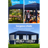 NNEDSZ Gazebo 3x6m Marquee Wedding Party Tent Outdoor Camping Side Wall Canopy 6 Panel Blue