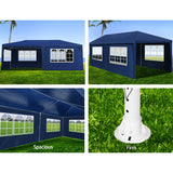 NNEDSZ Gazebo 3x6m Marquee Wedding Party Tent Outdoor Camping Side Wall Canopy 6 Panel Blue