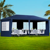 NNEDSZ Gazebo 3x6m Marquee Wedding Party Tent Outdoor Camping Side Wall Canopy 6 Panel Blue