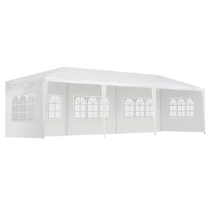 NNEDSZ Gazebo 3x9m Marquee Wedding Party Tent Outdoor Camping Side Wall Canopy 5 Panel White
