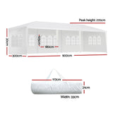 NNEDSZ Gazebo 3x9m Marquee Wedding Party Tent Outdoor Camping Side Wall Canopy 5 Panel White