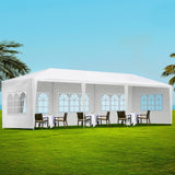 NNEDSZ Gazebo 3x9m Marquee Wedding Party Tent Outdoor Camping Side Wall Canopy 5 Panel White