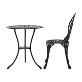 NNEDSZ 3PC Outdoor Setting Cast Aluminium Bistro Table Chair Patio Black