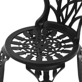 NNEDSZ 3PC Outdoor Setting Cast Aluminium Bistro Table Chair Patio Black