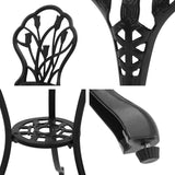 NNEDSZ 3PC Outdoor Setting Cast Aluminium Bistro Table Chair Patio Black