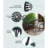 NNEDSZ Gardeon 3PC Outdoor Setting Bistro Set Chairs Table Cast Aluminum Patio Furniture Tulip Black
