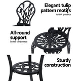 NNEDSZ Gardeon 3PC Outdoor Setting Bistro Set Chairs Table Cast Aluminum Patio Furniture Tulip Black