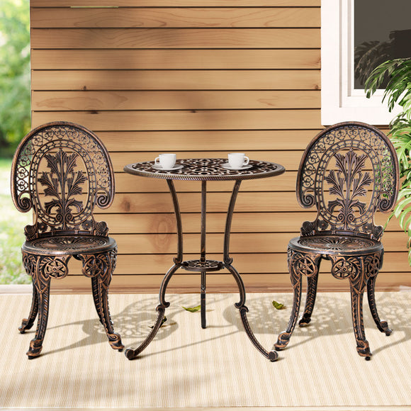 NNEDSZ Gardeon 3PC Patio Furniture Outdoor Bistro Set Dining Chairs Aluminium Bronze