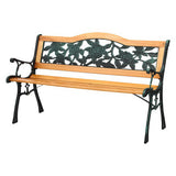 NNEDSZ Gardeon Outdoor Garden Bench Seat 126cm Wooden Cast Iron 3 Seater Patio Furniture