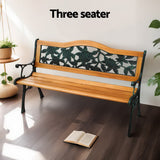 NNEDSZ Gardeon Outdoor Garden Bench Seat 126cm Wooden Cast Iron 3 Seater Patio Furniture