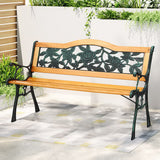 NNEDSZ Gardeon Outdoor Garden Bench Seat 126cm Wooden Cast Iron 3 Seater Patio Furniture