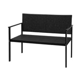 NNEDSZ Outdoor Garden Bench Seat Rattan Chair Steel Patio Furniture Park Black