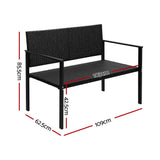 NNEDSZ Outdoor Garden Bench Seat Rattan Chair Steel Patio Furniture Park Black