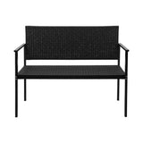 NNEDSZ Outdoor Garden Bench Seat Rattan Chair Steel Patio Furniture Park Black
