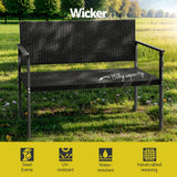 NNEDSZ Outdoor Garden Bench Seat Rattan Chair Steel Patio Furniture Park Black