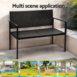 NNEDSZ Outdoor Garden Bench Seat Rattan Chair Steel Patio Furniture Park Black