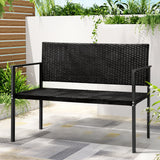 NNEDSZ Outdoor Garden Bench Seat Rattan Chair Steel Patio Furniture Park Black