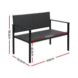 NNEDSZ Outdoor Garden Bench Seat Rattan Chair Steel Patio Furniture Park Grey