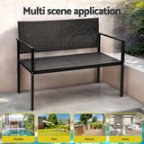 NNEDSZ Outdoor Garden Bench Seat Rattan Chair Steel Patio Furniture Park Grey