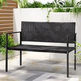NNEDSZ Outdoor Garden Bench Seat Rattan Chair Steel Patio Furniture Park Grey